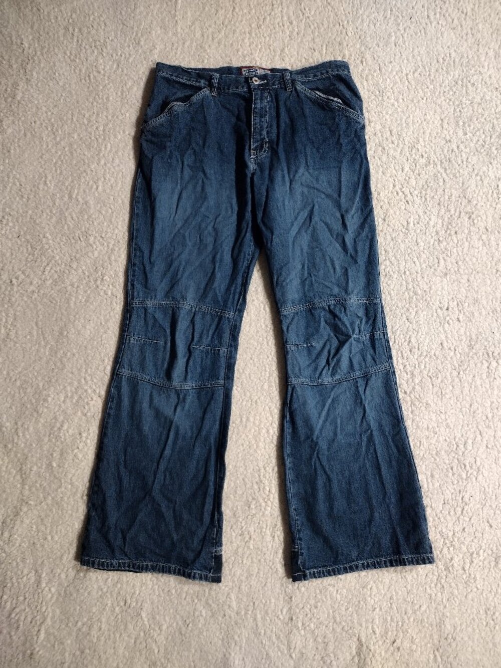 Vintage Old Navy Size 12 Dark Blue Denim Double Knee Flared Jeans